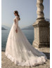 Long Sleeves Ivory Lace Polka Dots Tulle Sweet Wedding Dress